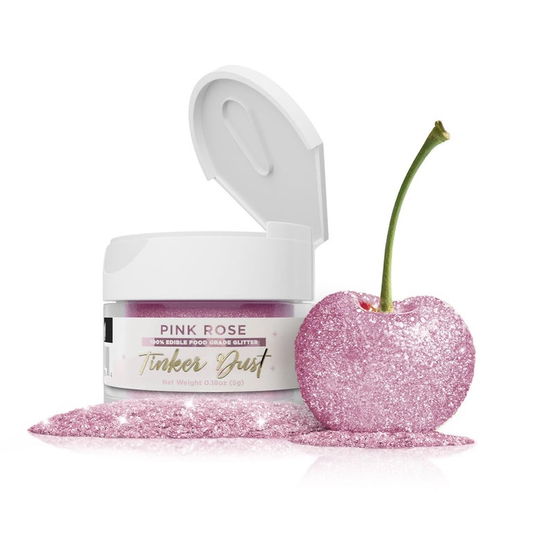 Bakell - Pink Rose Tinker Dust (5g, 1x Jar) Edible Glitter for Food, Desserts, and Beverages! - Image 1